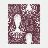 vintage Octopus pattern. Fleece Deken (Voorkant)