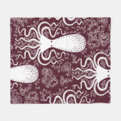vintage Octopus pattern. Fleece Deken (Voorkant (Horizontaal))