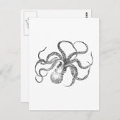 Vintage Octopus Sjabloon Briefkaart (Voorkant / Achterkant)