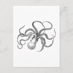 Vintage Octopus Sjabloon Briefkaart