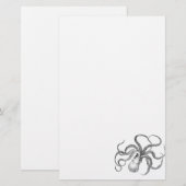 Vintage Octopus Sjabloon Briefpapier (Voorkant / Achterkant)