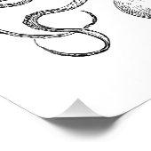 Vintage Octopus Sjabloon Foto Afdruk (Hoek)