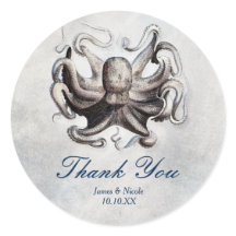 Vintage Octopus Strand Huwelijk Elegante Sticker
