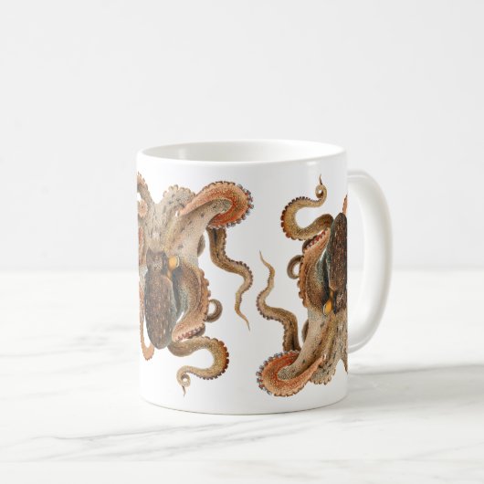 Vintage Octopus Vulgaris, Mariene Levensdieren Koffiemok (Voorkant rechts)