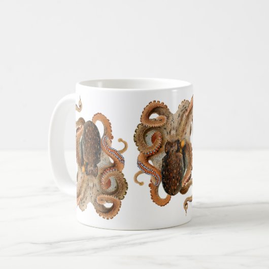 Vintage Octopus Vulgaris, Mariene Levensdieren Koffiemok (Voorkant links)