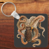 Vintage Octopus Vulgaris, mariene levensdieren Sleutelhanger (Voorkant)