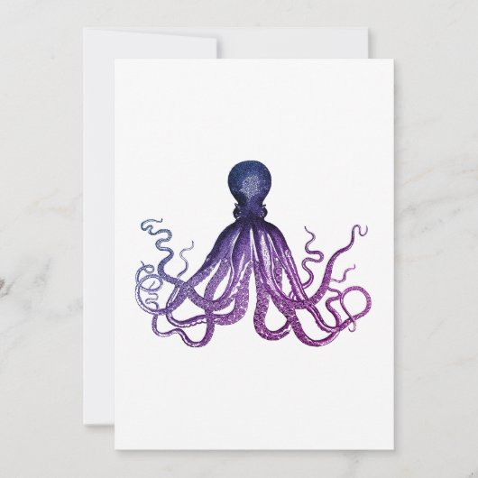 Vintage Octopus Zeedieren Kaart (Voorkant)