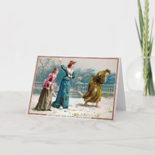 Vintage Odd Mean Ladies Kerstkaart Feestdagen Kaart