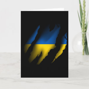 Vintage Oekraïne vlag met tijgerkrab gescheurd Ukr Kaart
