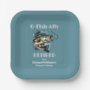 Vintage OFishAlly Gepensioneerde Grote Vis Slaat A Papieren Bordje