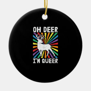 Vintage Oh Deer I'm Queer Pride LGBT Homo Lesbienn Keramisch Ornament