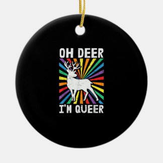 Vintage Oh Deer I'm Queer Pride LGBT Homo Lesbienn Keramisch Ornament