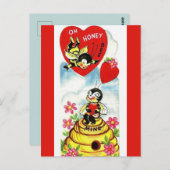Vintage Oh Honey Bee Mine Valentijn Briefkaart (Voorkant / Achterkant)