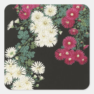 Vintage Ohara Koson Chrysanthemum Kunst Vierkante Sticker