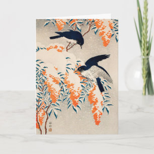 Vintage Ohara Koson Japanse Winter Vogels Kunst Kaart