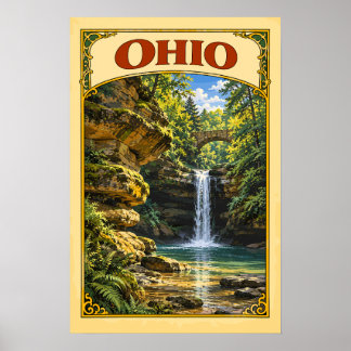 Vintage Ohio Hocking Hills State Park Reisposter Poster