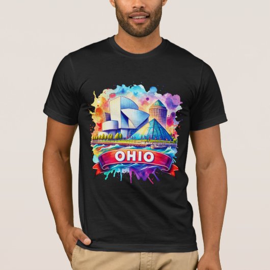 Vintage Ohio Map T-Shirts – Retro us state (Voorkant)
