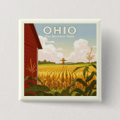 Vintage Ohio Vierkante Button 5,1 Cm (Voorkant)