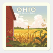 Vintage Ohio Vierkante Sticker (Voorkant)