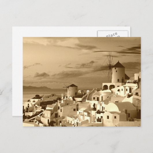Vintage Oia Santorini Briefkaart Toerisme (Voorkant / Achterkant)