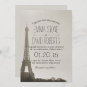 Vintage Oiffel Tower Wedding Kaart (Voorkant / Achterkant)