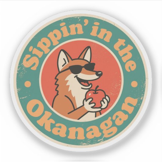 Vintage Okanagan nippen Sticker (Voorkant)