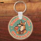 Vintage Okanagan Valley Relaxte Vos Sleutelhanger (Achterkant)