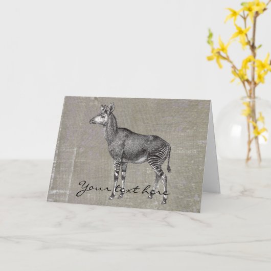 Vintage Okapi Kaart (Gele Bloem)