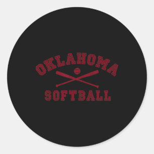 Vintage Oklahoma Softbal Uitrusting Ronde Sticker
