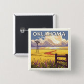 Vintage Oklahoma Vierkante Button 5,1 Cm (Voorkant /achterkant)