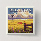 Vintage Oklahoma Vierkante Button 5,1 Cm (Voorkant)