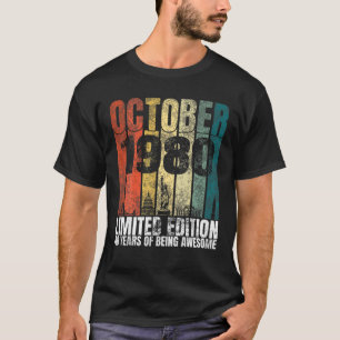 Vintage oktober 1980 dag geeft 40 jaar oud 40e t-shirt