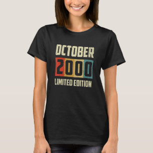 Vintage oktober 2000 22e verjaardag Retro T-shirt