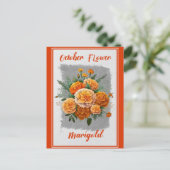 Vintage oktober bloem afrikaantje bloemstuk briefkaart (Staand voorkant)