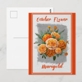 Vintage oktober bloem afrikaantje bloemstuk briefkaart (Voorkant / Achterkant)