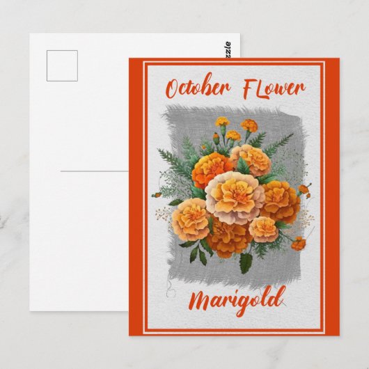 Vintage oktober bloem afrikaantje bloemstuk briefkaart (Voorkant / Achterkant)