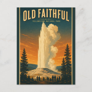 Vintage Old Faithful Yellowstone National Park  Briefkaart