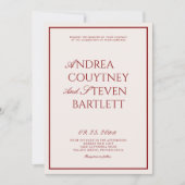Vintage Old Money Burgundy Wedding Kaart (Voorkant)