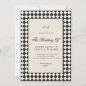 Vintage Old Money Preppy Checkered Photo Wedding Kaart (Voorkant)
