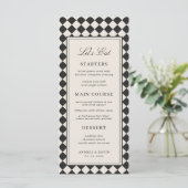 Vintage Old Money Preppy Checkered Retro Wedding Menu (Staand voorkant)