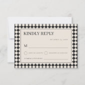 Vintage Old Money Preppy Checkered Wedding RSVP Kaartje (Voorkant)