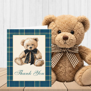 Vintage Old Money Teddybeer Baby Shower Bedankt