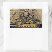 Vintage "Old School" Lerarenlabel Sjabloon Rechthoekige Sticker (Tas)