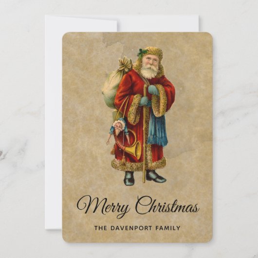 Vintage Old World Kerstman Feestdagenkaart (Voorkant)