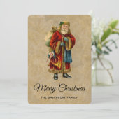 Vintage Old World Kerstman Feestdagenkaart (Staand voorkant)