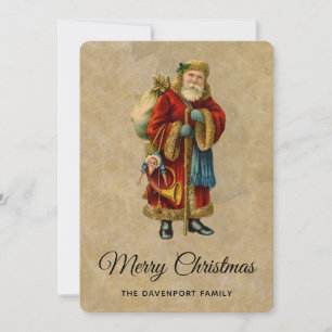Vintage Old World Kerstman Feestdagenkaart