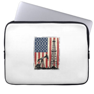 Vintage Olieveld Amerikaanse Vlag Vector T-shirt O Laptop Sleeve