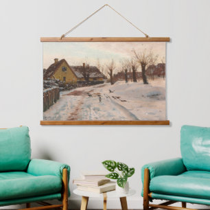 Vintage olieverfschilderij van Peder Monsted van e Hangend Wandkleed
