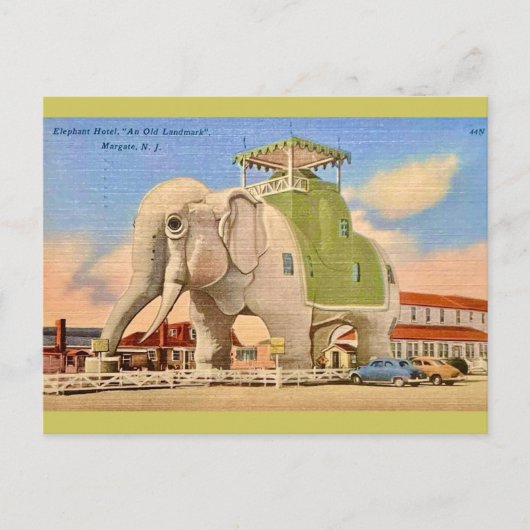 Vintage Olifant Hotel Briefkaart (Voorkant)