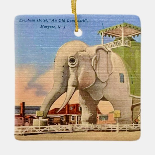 Vintage Olifant Hotel Keramisch Ornament (Voorkant)